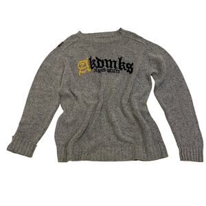 Akademiks XXL Gray Knit Sweater | Y2K Streetwear, Embroidered Logo, Hip Hop Era